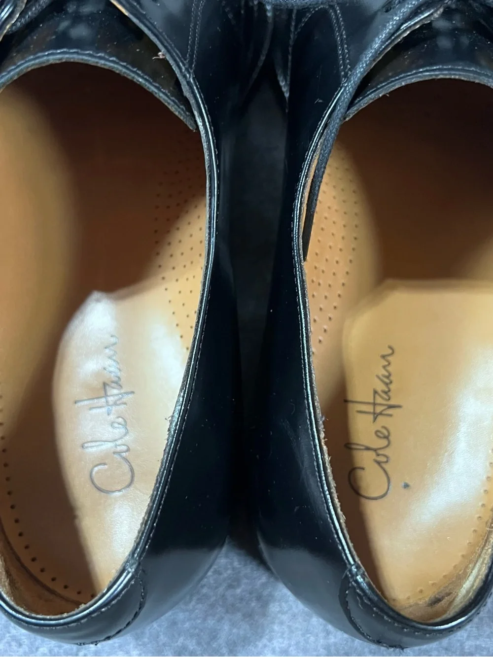 Cole Haan Caldwell Black Patent Leather Dress Shoes Oxford Cap Toe Mens Size 9 D